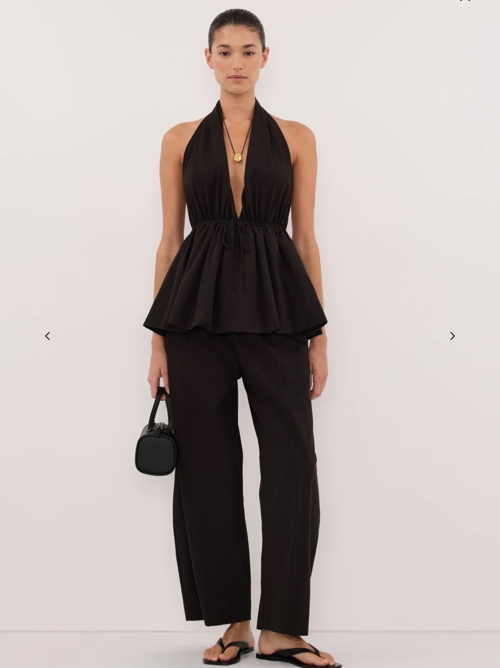 Tammy Black Sleeveless Cotton Halter Top